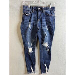 S.O.N.G. Jeans Women's 26 Curvy High Rise Distressed Skinny Ankle‎ Grazer